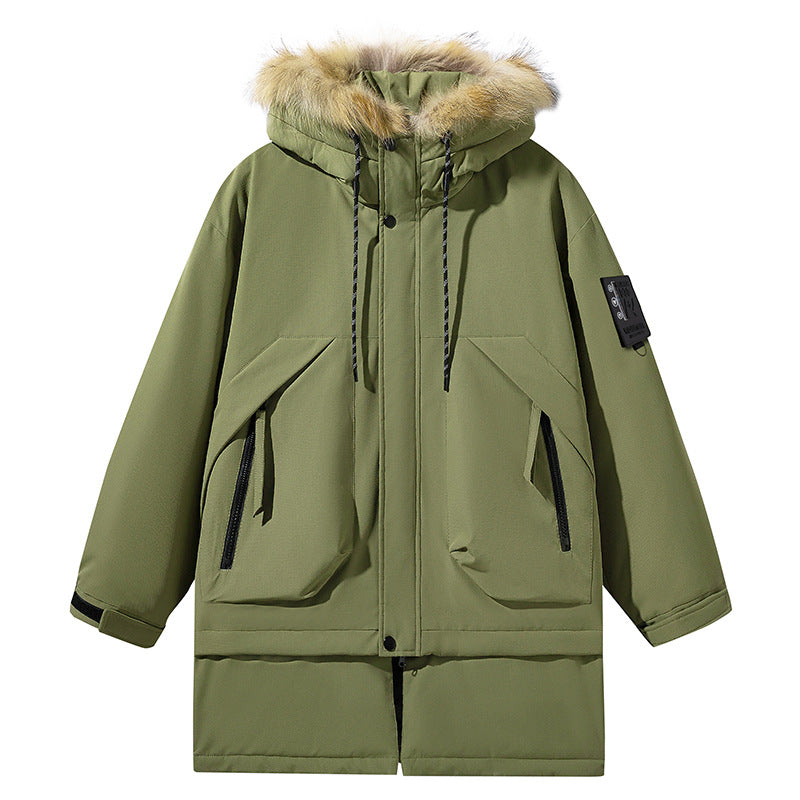 Ladies long functional jacket with removable hood and faux fur Lune London