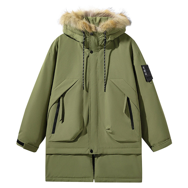 Ladies long functional jacket with removable hood and faux fur Lune London