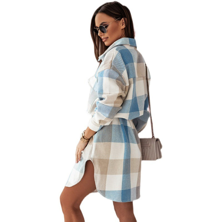 Ladies Checkered Shirt Chic Coat and Style