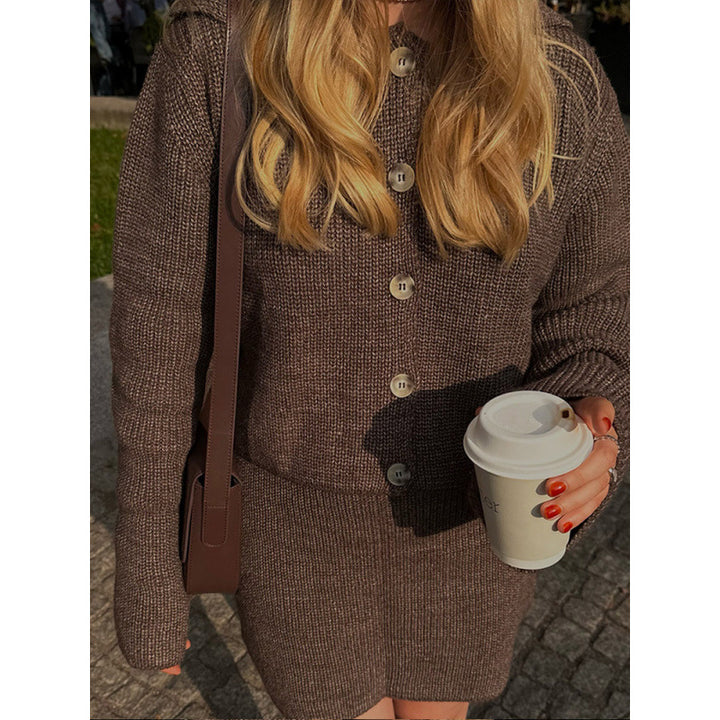 Women's knit dress with a loose fit and button placket Lune London