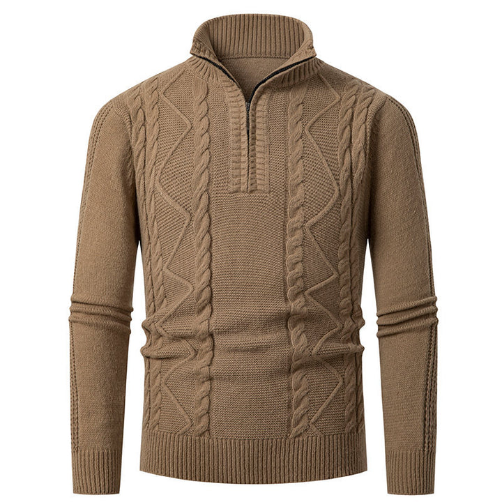 Knitted sweater for men with high collar and twisted pattern Lune London