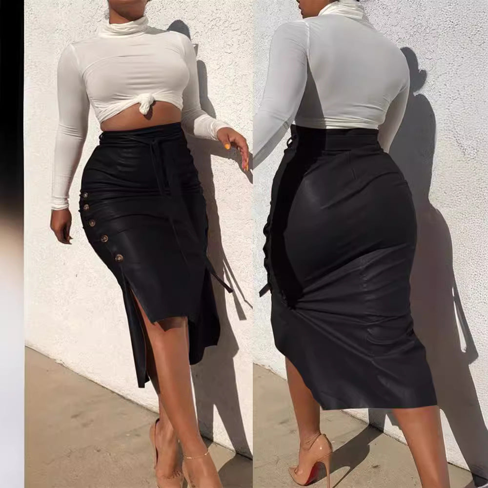 Ladies Chic Split High Pencil Skirt Lune London
