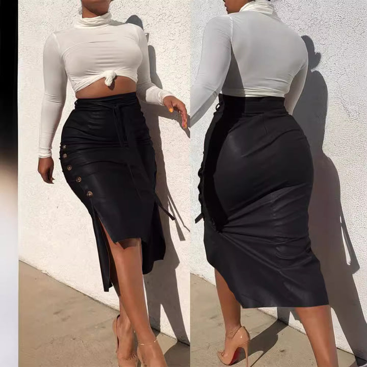 Ladies Chic Split High Pencil Skirt Lune London