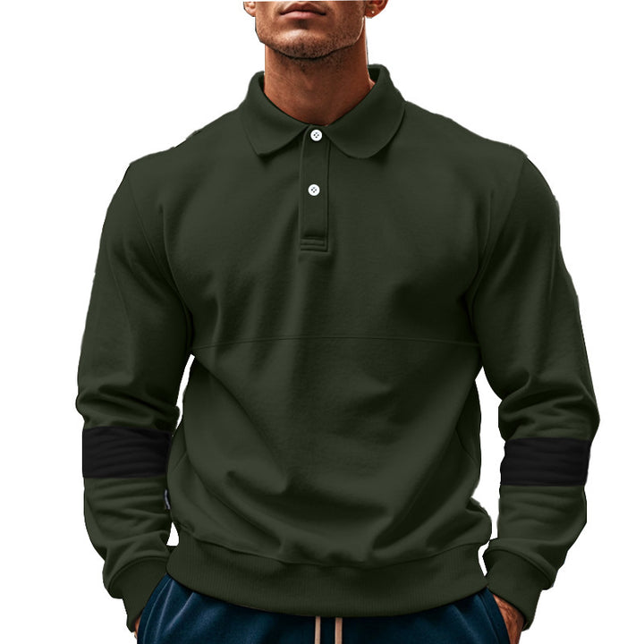 Elegant man long sleeve polo with contrasting sleeve details Lune London