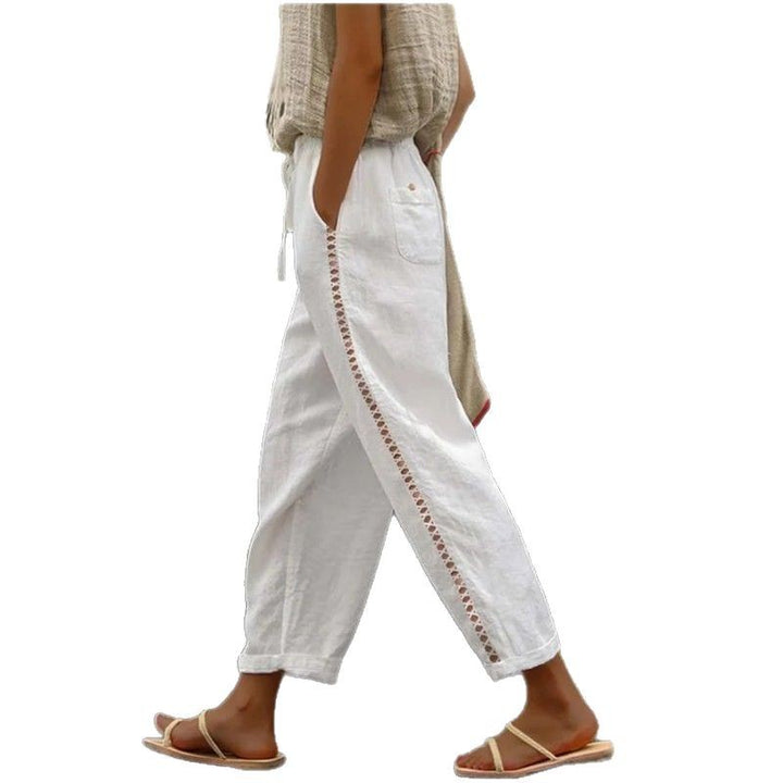 Light A-line linen pants for women with side pockets Lune London