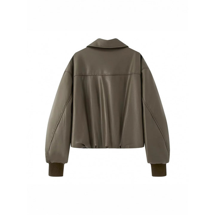 Boxy casual jacket for women in soft faux leather with elastic waistband Lune London