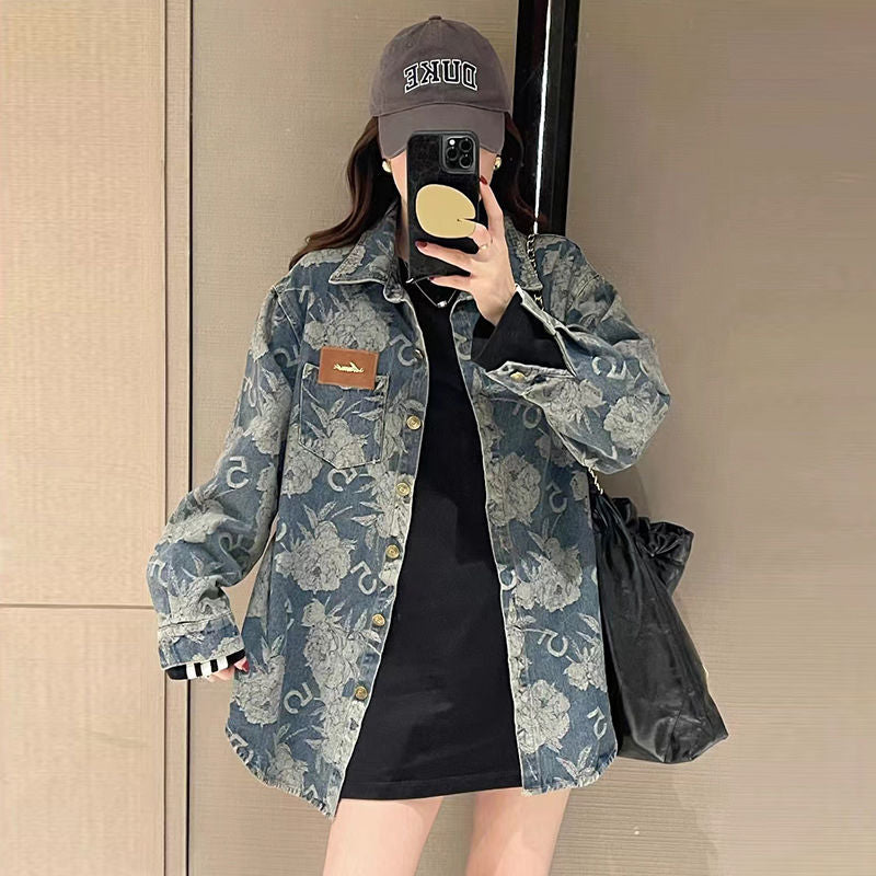 Veste en denim pour femmes avec motifs floraux Chic & Stil