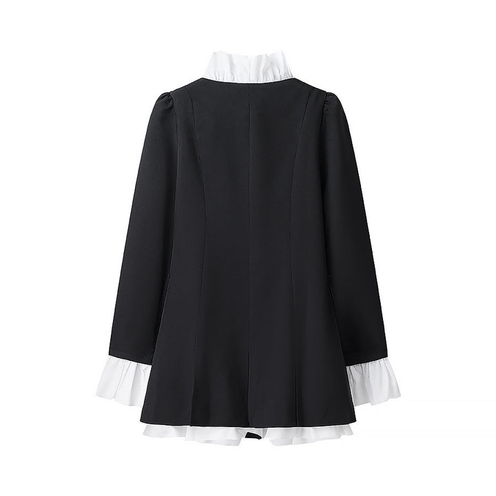 Fashionable blazer jacket for women with ruffle details and chic elegant buttons