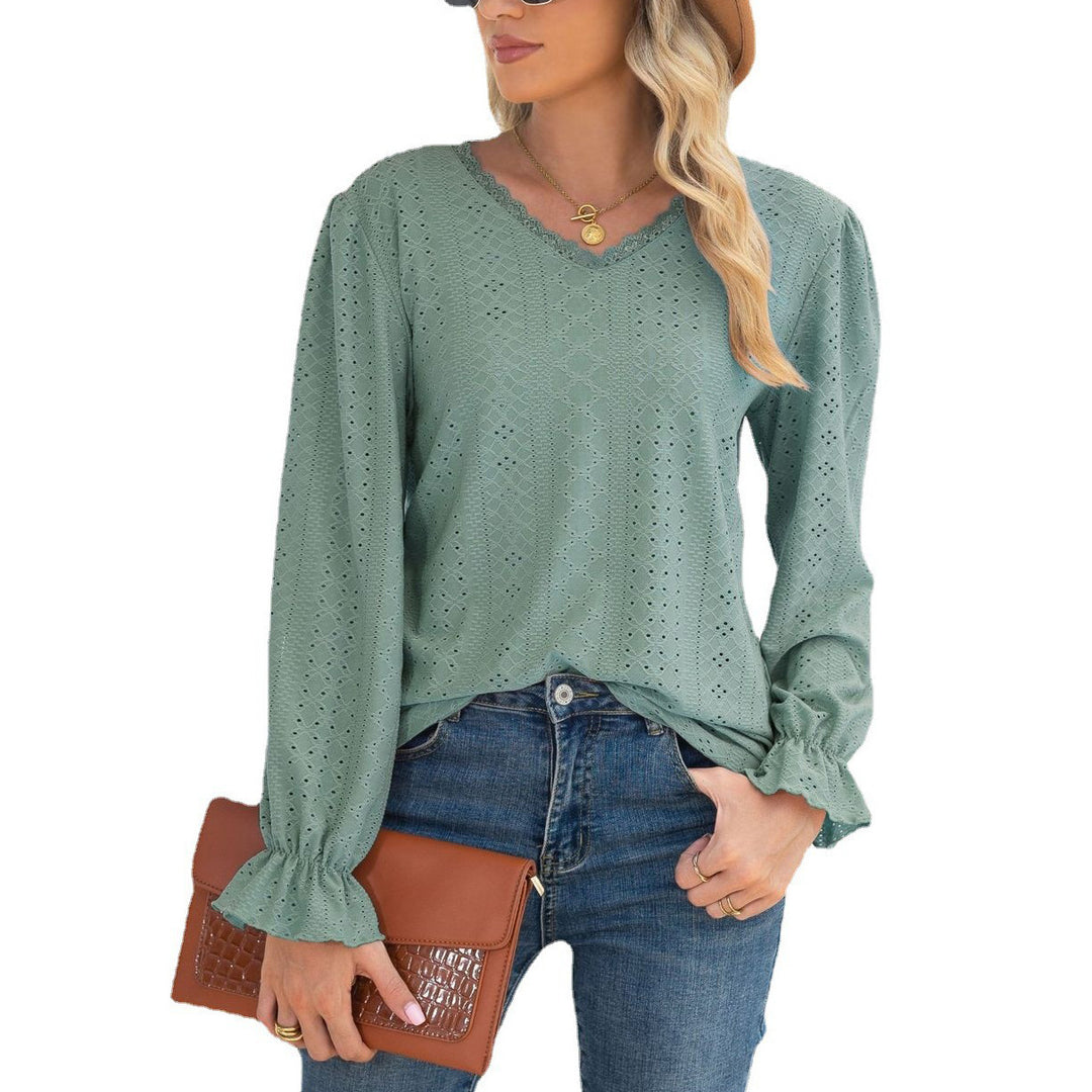 Ladies' blouse with openwork pattern and elasticated sleeve cuffs Lune London