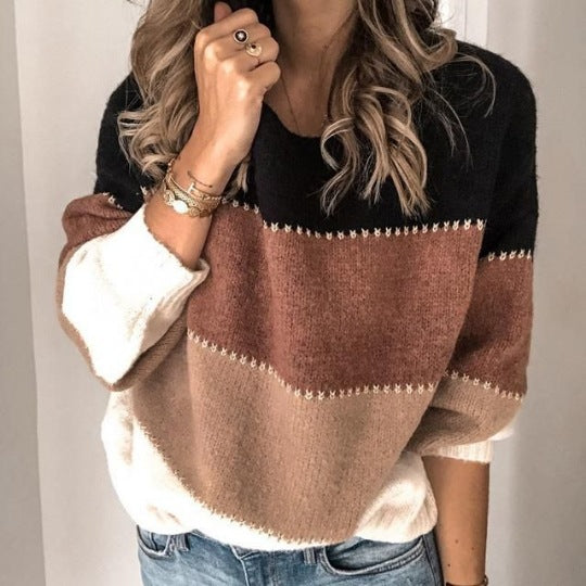 Casual knit sweater for women with a trendy striped pattern Lune London