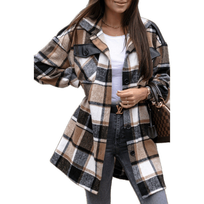 Oversized checkered shirt jacket for women Lune London