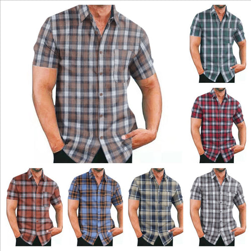 Short-sleeve check shirt for men with pockets and trendy cut Lune London