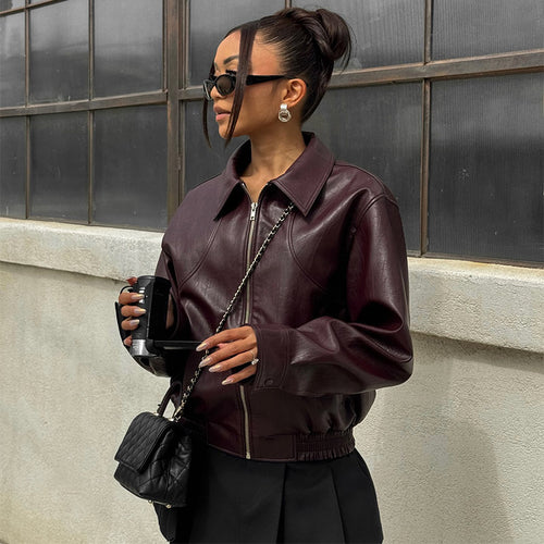 Veste en faux cuir élégante pour femmes avec taille élastique Chic & Stil