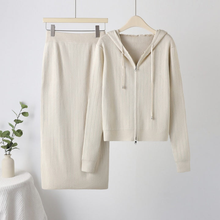 Ladies' knitted set with hood and slim skirt Lune London