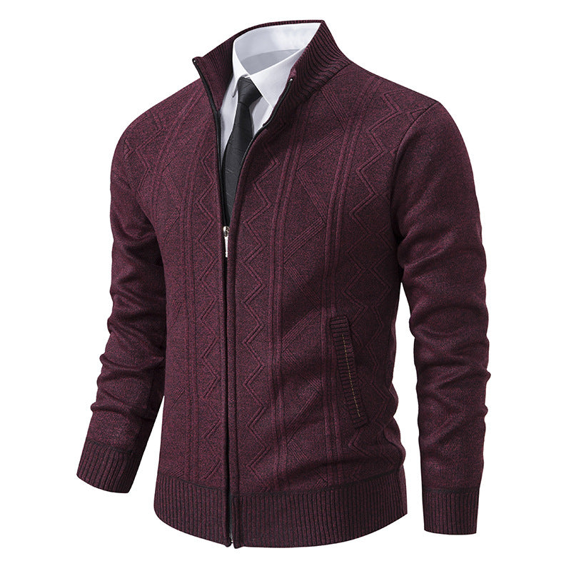 Men's knit jacket with high collar and zipper Lune London