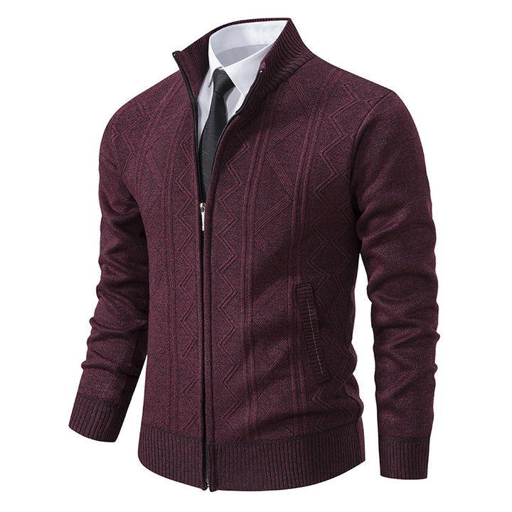 Men's knit jacket with high collar and zipper Lune London