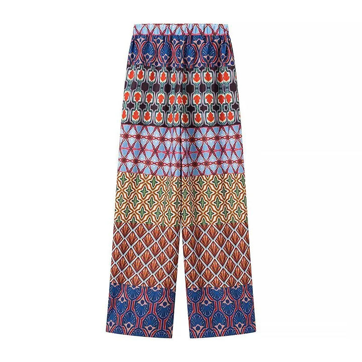 Wide pants for women with colorful pattern and elastic waist Lune London