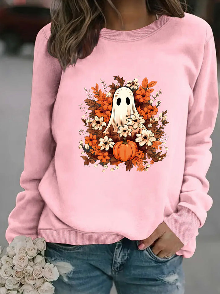 Sweatshirt femme avec motif automnal ludique et effrayant Chic & Stil