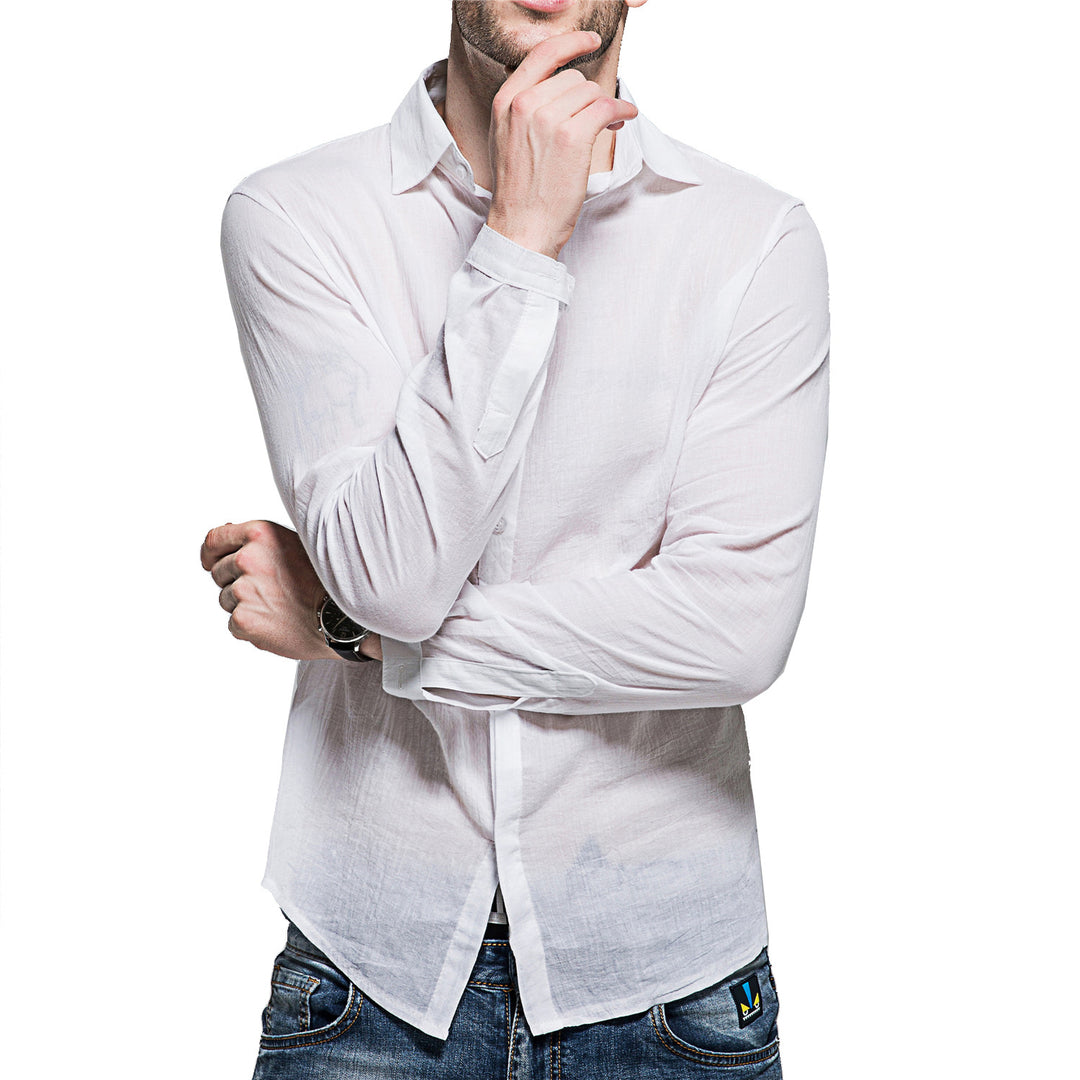 Casual long sleeve shirt for men in linen blend Lune London