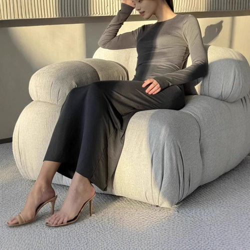 Ladies Elegant Maxi Dress with Long Sleeves in High Quality Jersey Lune London