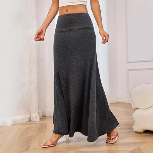 Women's maxi skirt made of soft jersey with elastic waistband and flowing cut Lune London