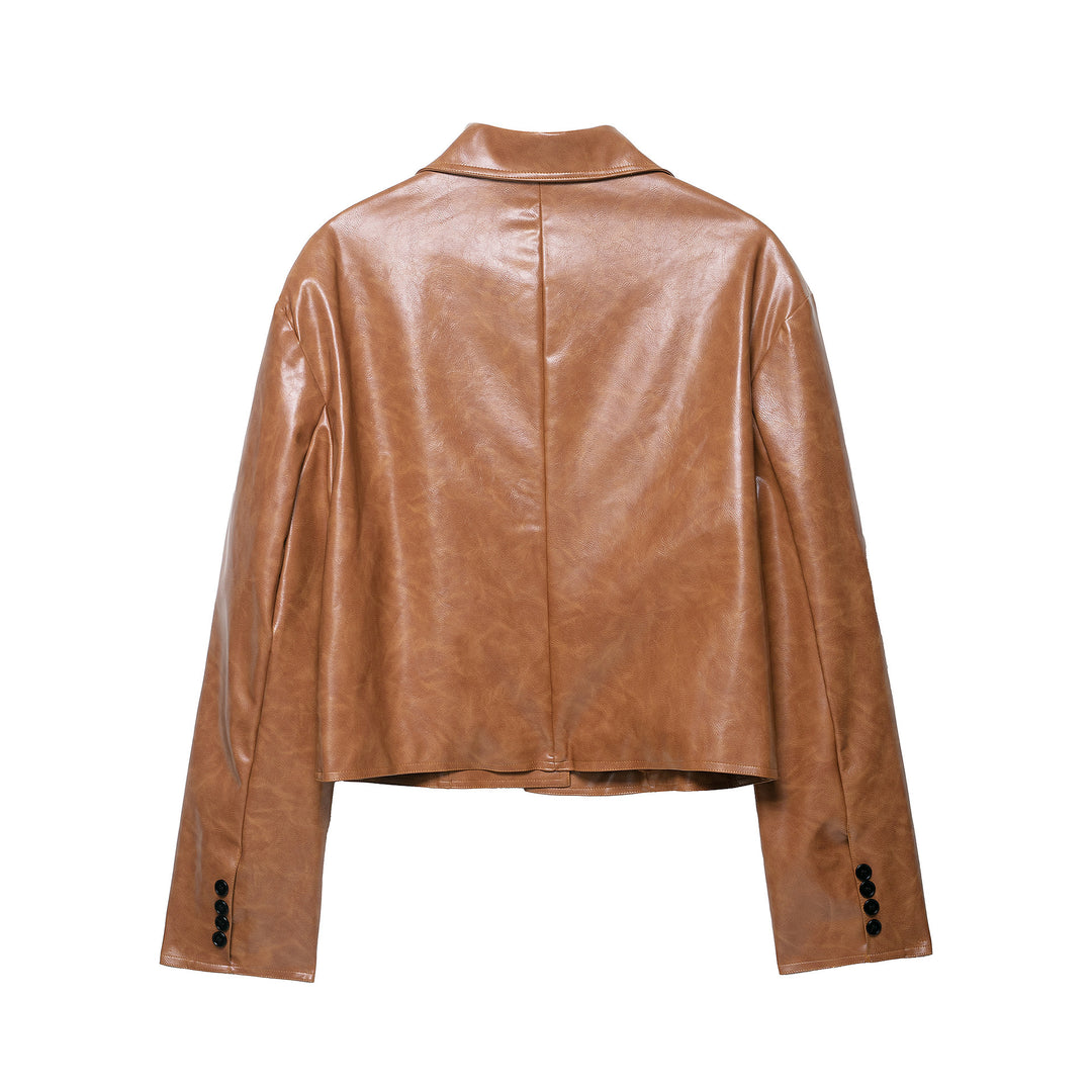 Cropped faux leather jacket for women Lune London