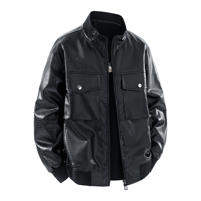 Casual pilot jacket for men in shiny faux leather Lune London