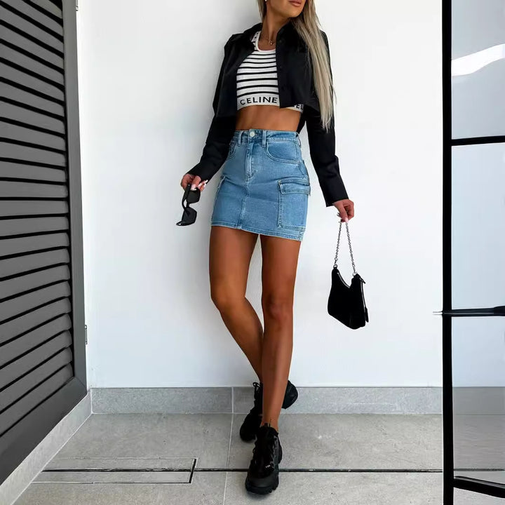 Jupe en denim pour femmes avec poches pratiques et design moderne Chic & Stil