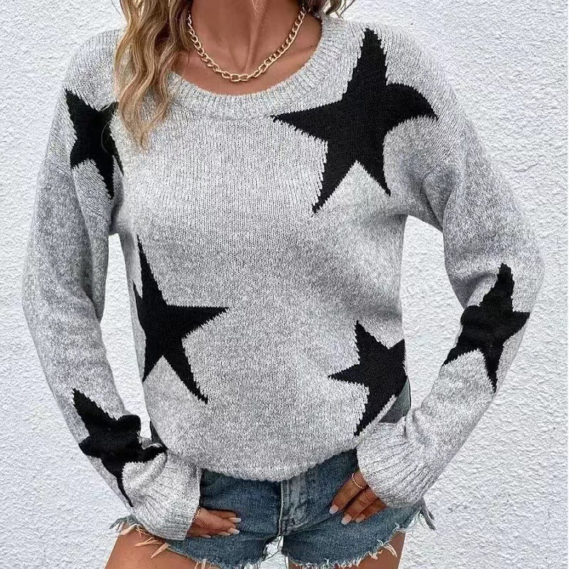 Ladies Knit Sweater with Star Pattern Lune London