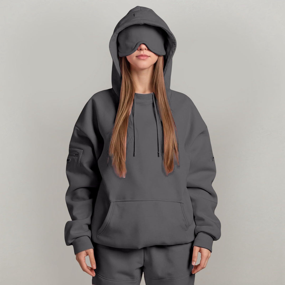 Ladies oversized cozy hoodie with integrated eye mask Lune London