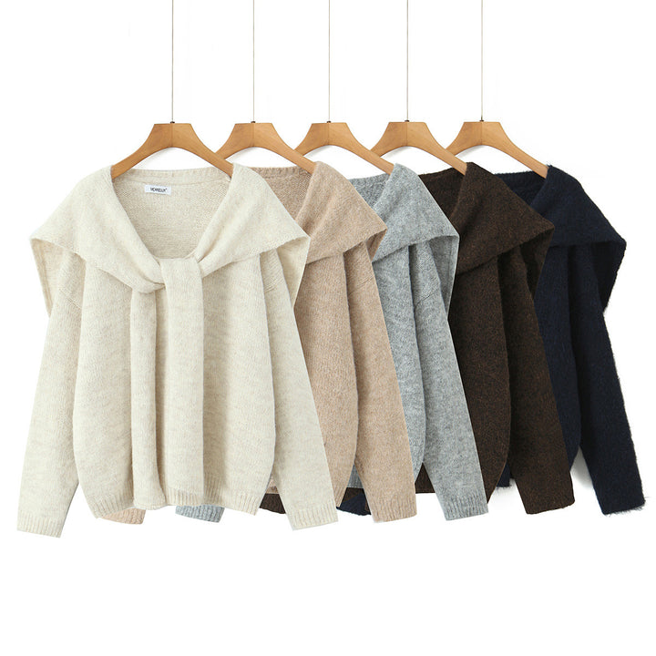 Trendy knit sweater for women with wide collar and relaxed fit Lune London