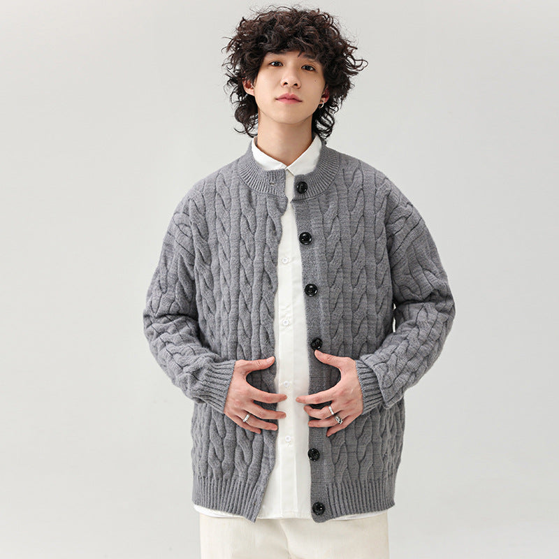 Chunky knit cardigan for men with practical buttons Lune London