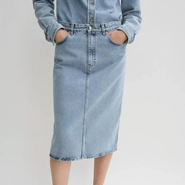 Classic A-line denim skirt for women Lune London
