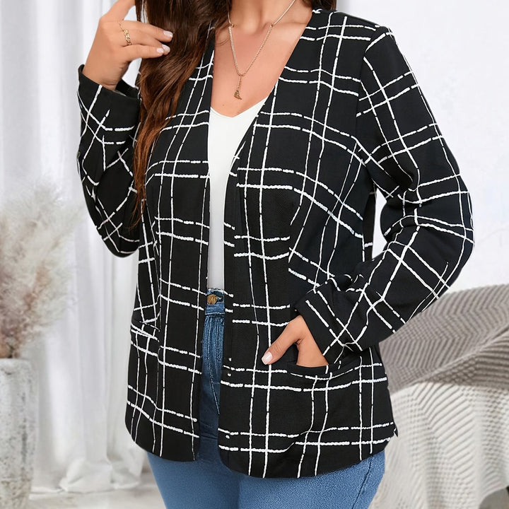 Casual blazer jacket for women with check pattern and pockets Lune London