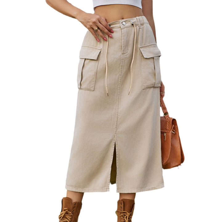 Maxi utility skirt for women with practical pockets and side slit Lune London