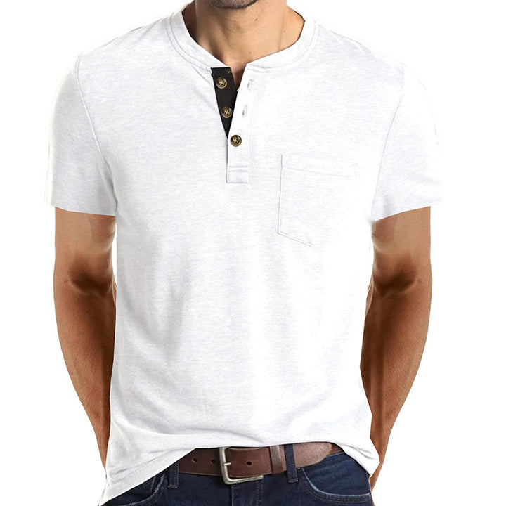 Lune London Short Sleeve Henley Shirt for Men with Pocket Detail