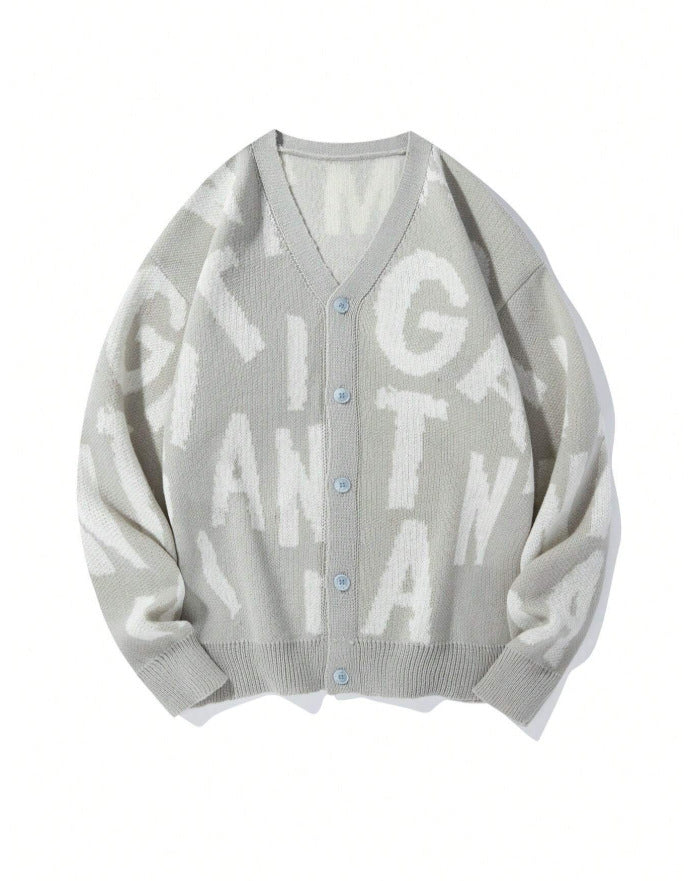 Cardigan pour femmes avec un motif de lettres élégant et en V
