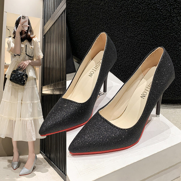 Ladies Sparkling Heels with a sleek pointed toe design and a non-slip insole Lune London