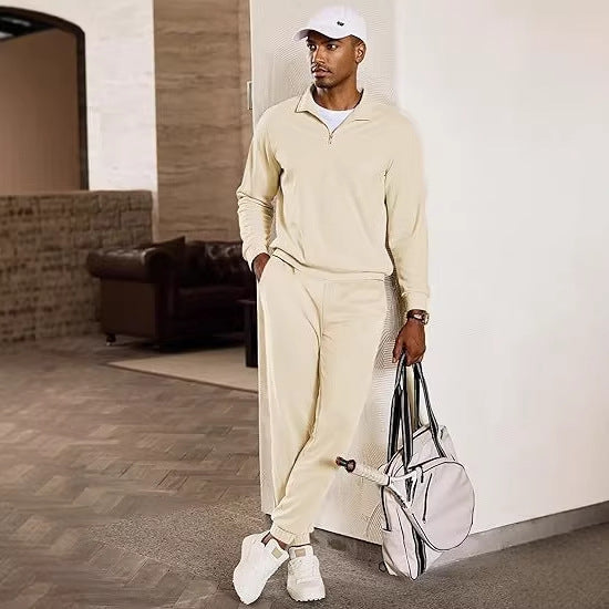 Men's leisure suit with modern stand-up collar and practical zipper pockets Chic & Stil