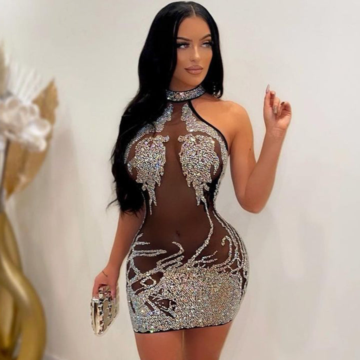 Mini dress for women with rhinestone embellishments Lune London