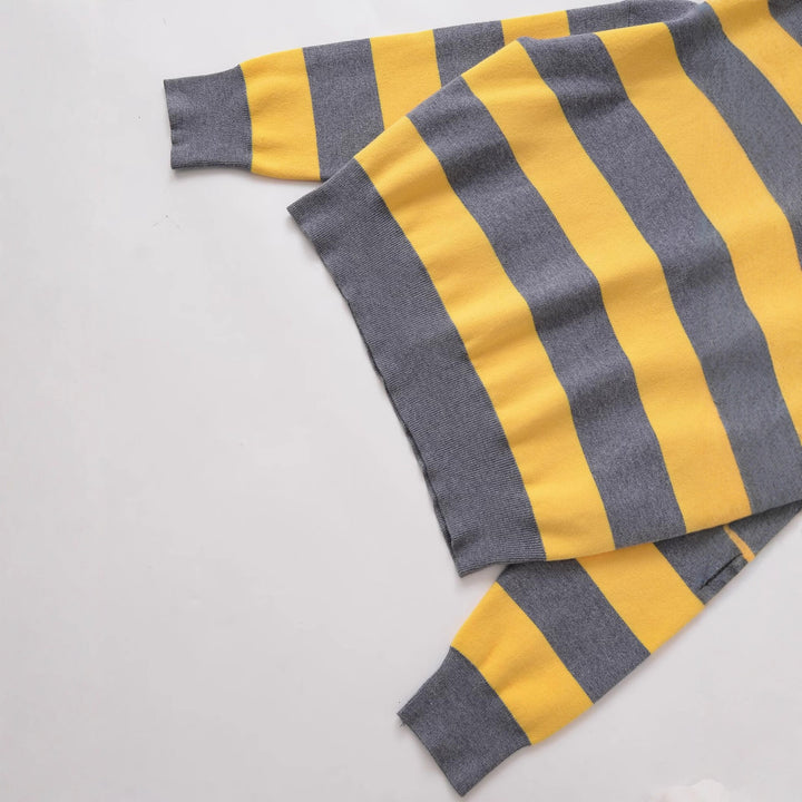 Casual women's sweater with polo collar and striped pattern Lune London