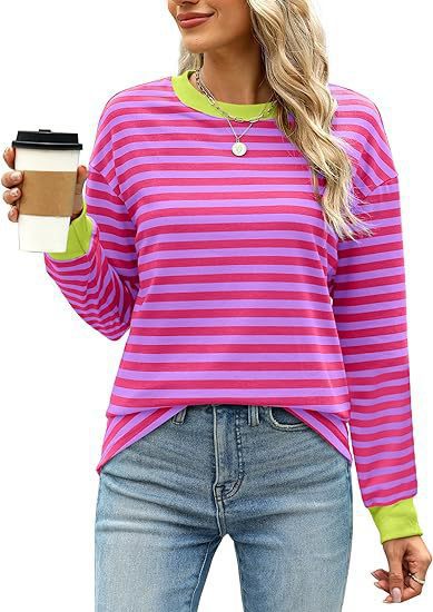 Ladies Casual Striped Sweater with Round Neck Lune London
