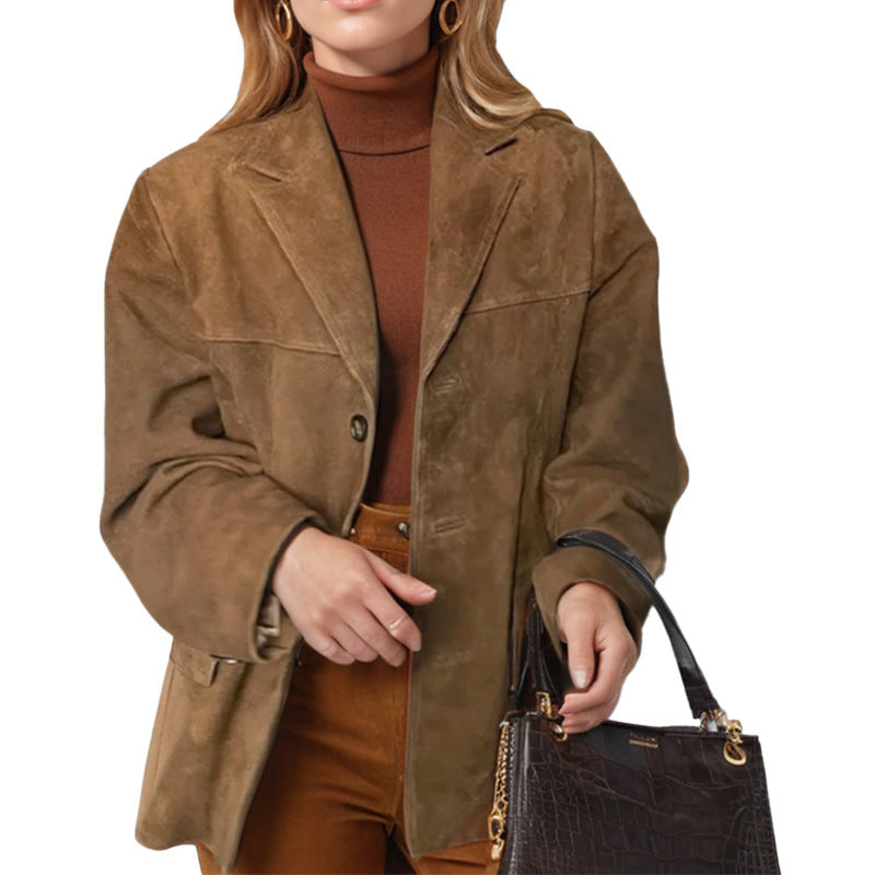 Lune London structured design leather blazer for women