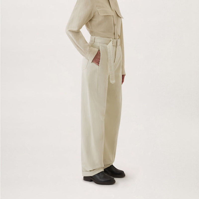 Pantalon taille haute élégant et confortable pour femme avec ceinture Chic & Stil
