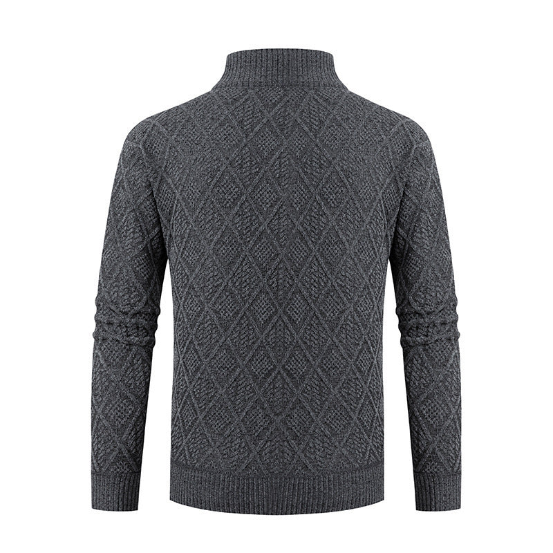 Men's knitted jacket with a diamond pattern and high collar Lune London
