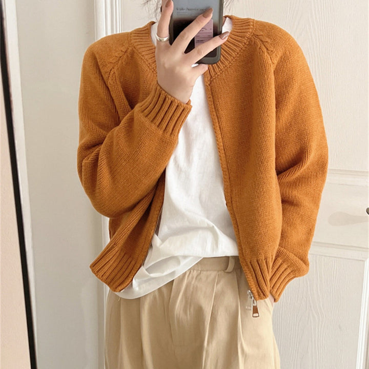 Cardigan Femme Confortable avec Zip et Ourlet Large à Côtes Chic & Stil