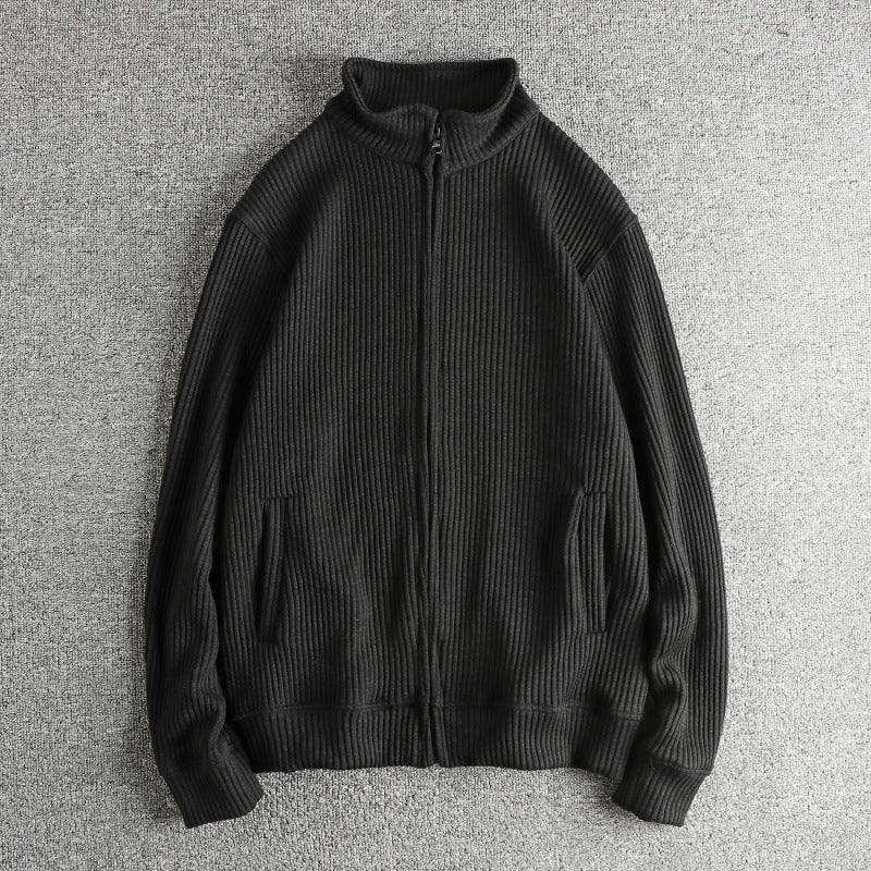 Knit jacket for women with high collar and practical pockets Lune London