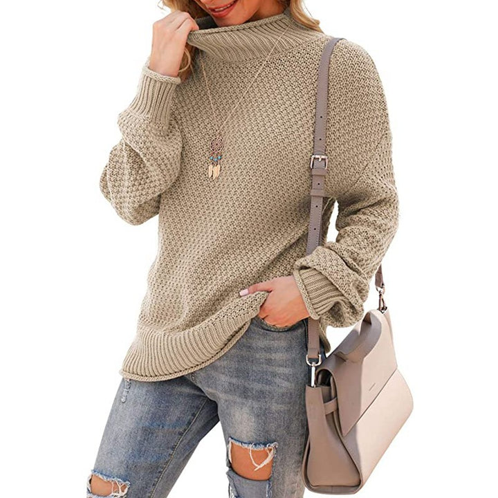 Chunky knit sweater for women with high collar and trendy structure Lune London