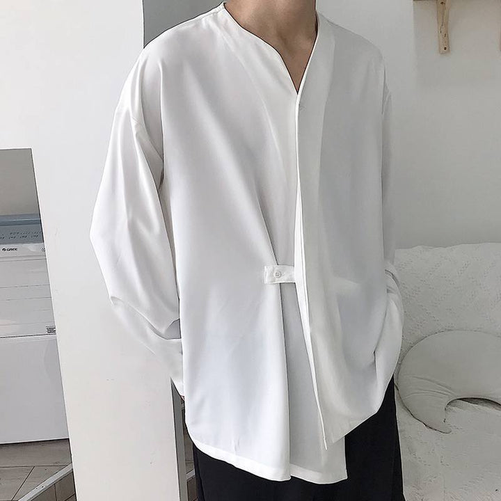 Men's casual long sleeve t-shirt with innovative high collar and practical pockets Lune London