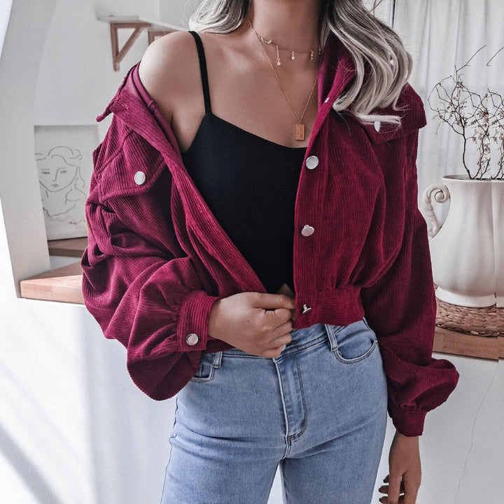 Corduroy jacket for women with a relaxed fit and trendy button details Lune London